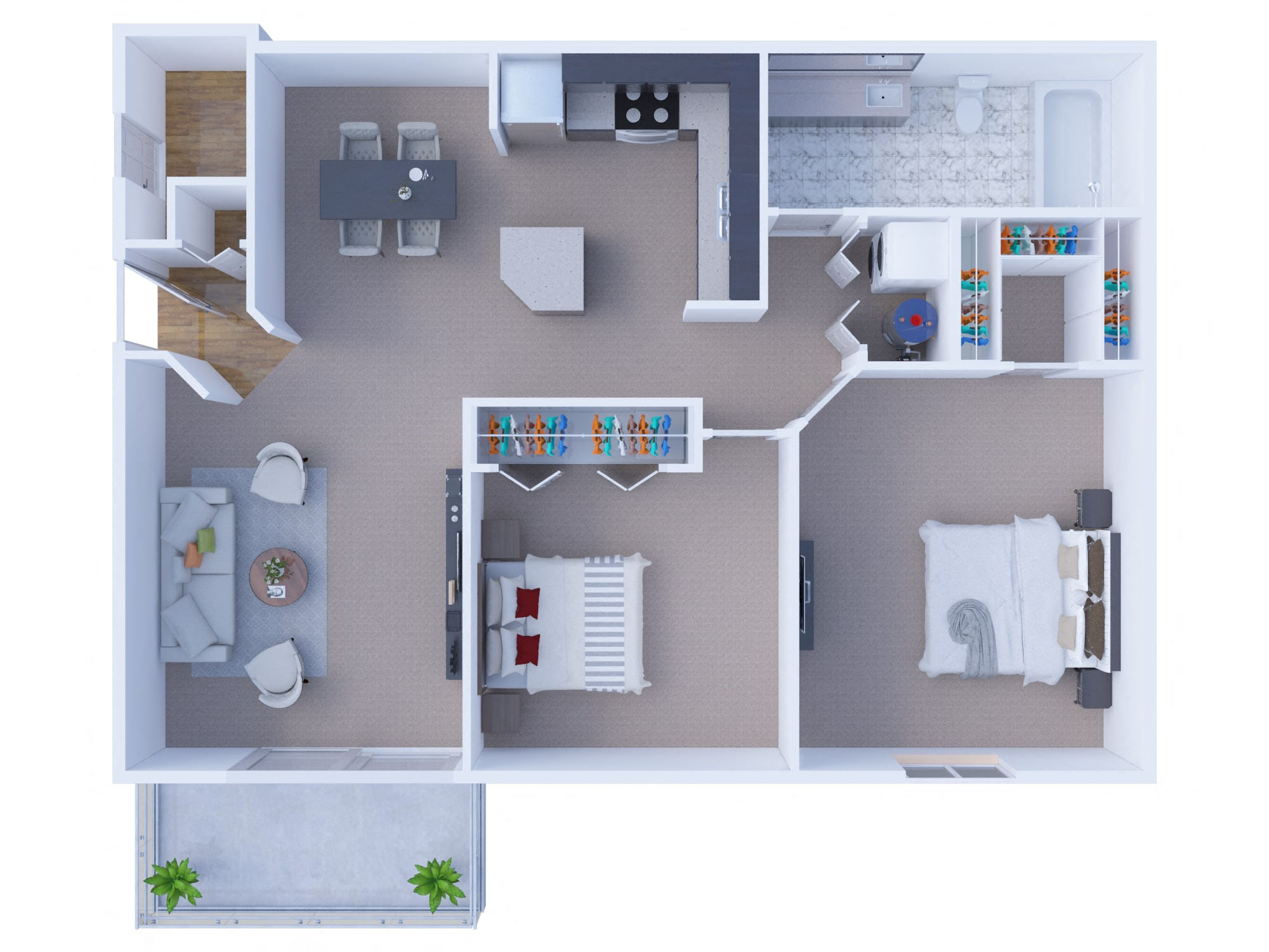 Floor plan for 1 bed, 1 bath, 953 sqft